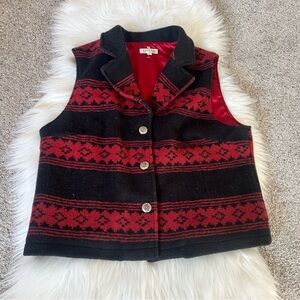 Orvis red western Aztec wool vest